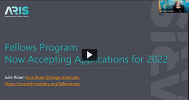 Select to view video explaining ARIS Fellowships applications for 2022