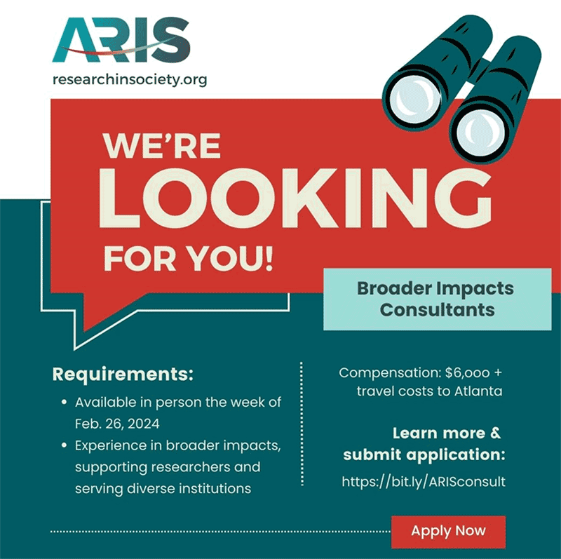 ARIS is looking for Broader Impacts Consultants